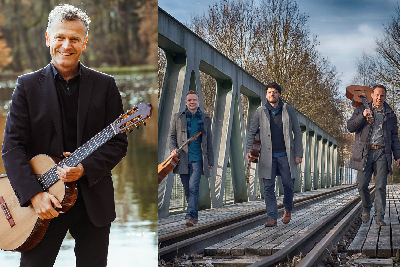 Konzert beim Gitarren-Festival Iserlohn 2024 : Links: Augustin Wiedemann, Deutschland | Rechts: Alegrias Guitar Trio, Deutschland