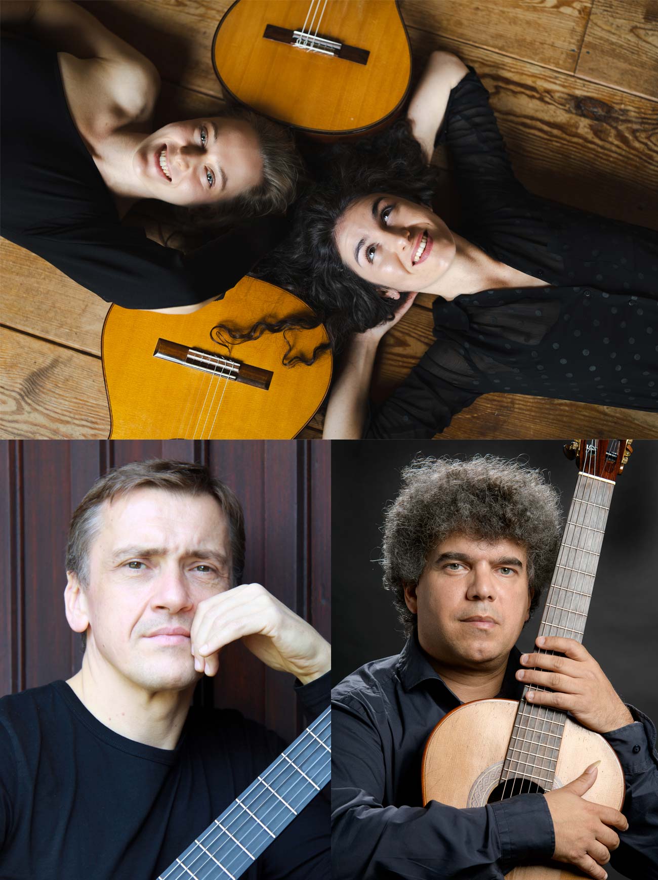 Concert during Guitar Festival Iserlohn 2026 : Top: Ana Čižmek & Petra Stojaković | Left down: Hans-Werner Huppertz |  Right down: Judicael Perroy